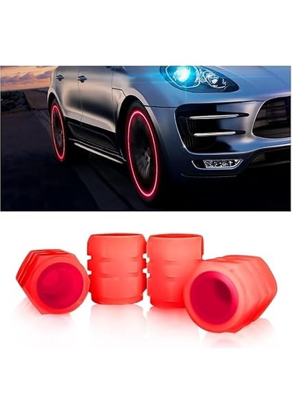 4 Adet Kırmızı Floresan Karanlıkta Parlayan Fosforlu Oto Araba Sibop Kapağı Tüm Araçlara Uyumlu Toz Geçirmez Motorsiklet Suv Kamyon Bisiklet Supap Kapağı Oto Aksesuarları fırsatları