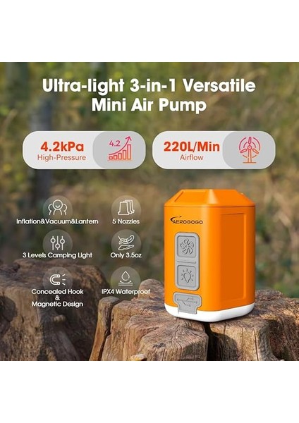 Gıga Pompa 4 Mini Hava Pompası 4.2kpa Kamp Fenerli Taşınabilir Hava Pompası, Şarj Edilebilir Hava Pompası, Hava Yatağı Yatağı, Havuz Şamandırası, Yüzme Halkaları, Vakum Torbaları Için Seyahat fiyatları
