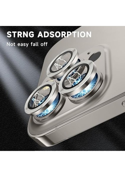 16 Pro ve 16 Pro Max Kamera Camı Lens Halka Set - Beyaz Titanyum modelleri