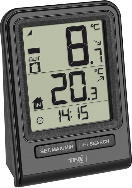 Dostmann Prisma Kablosuz Termometre, Dış Sıcaklık, Iç Sıcaklık, Eğilim Okları, En Yüksek ve En Düşük Değerler, U 67 x G 35 x Y 93 mm