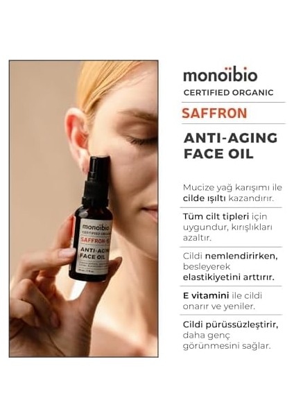 Saffron Cosmos Organik Sertifikalı Yaşlanma Karşıtı Yüz Yağı – Antioksidan ve E Vitamini Içeren, Nemlendirici ve Kolajen Destekleyici Ince Çizgi Kırışıklık Karşıtı Serum 30 ml fiyatları