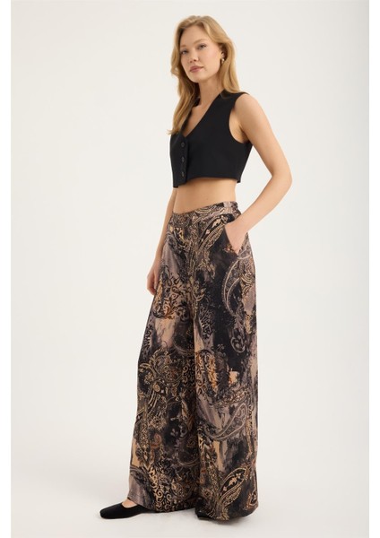 Şal Desenli Geniş Pantolon fiyatları