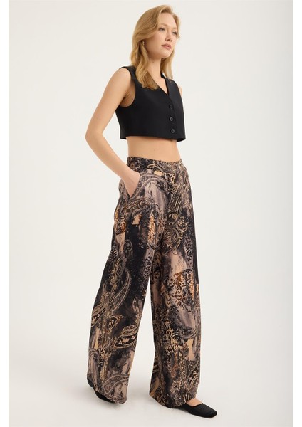 Şal Desenli Geniş Pantolon modelleri