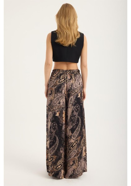 Şal Desenli Geniş Pantolon indirimleri