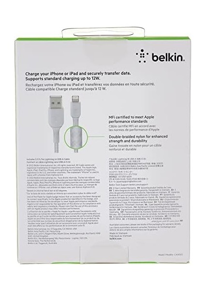 Örgülü Lightning Kablosu (, Ipad, &apos;lar Için Boost Charge Lightning - USB Kablosu) Mfi Sertifikalı Şarj Kablosu, Örgülü Lightning Kablosu (1 M, Beyaz) modelleri