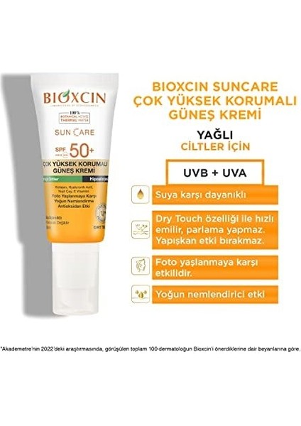 Bioxcin Sun Care Çok Yüksek Korumalı Yağlı Ciltler Için Güneş Kremi Spf 50+ modelleri