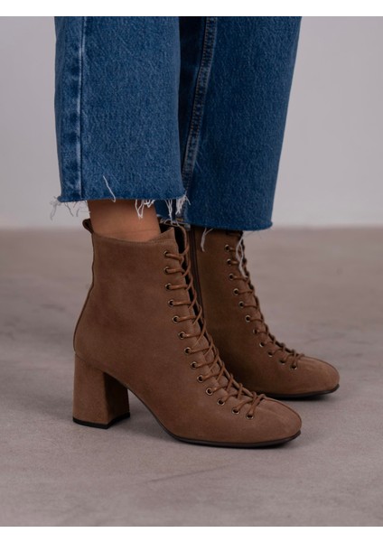 Gigi Camel Süet Hakiki Deri Bot modelleri