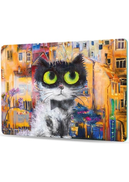 Cam Kesme Tahtası ve Sunum Tablası Renkli Kedi Desenli 30X40 cm