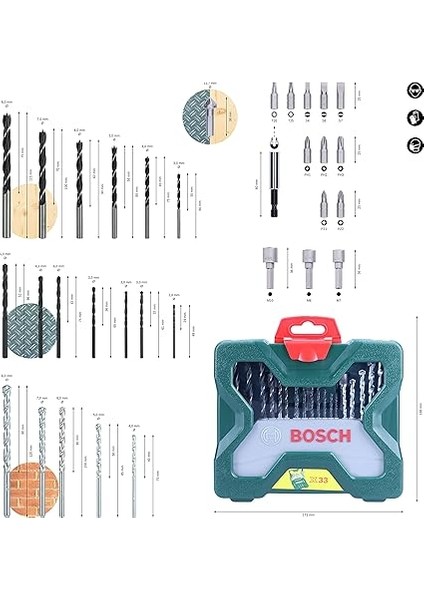 X/line 33 Parça Aksesuar Seti, Matkap Ucu ve Vidalama Ucu Seti, Çantalı fırsatları