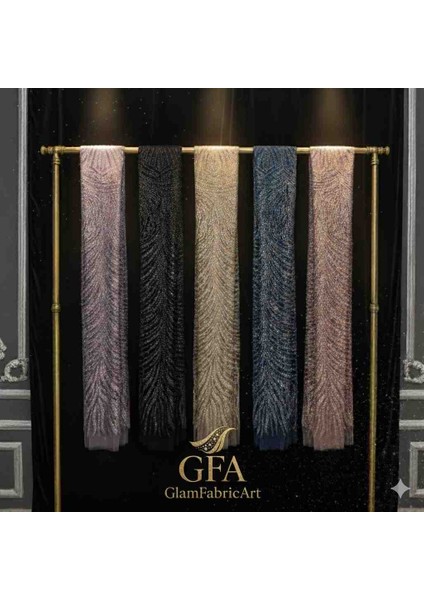 Zebra Desenli Payetli Simli Abiye Kumaşı - Özel Dikim Gece Elbisesi Kumaş