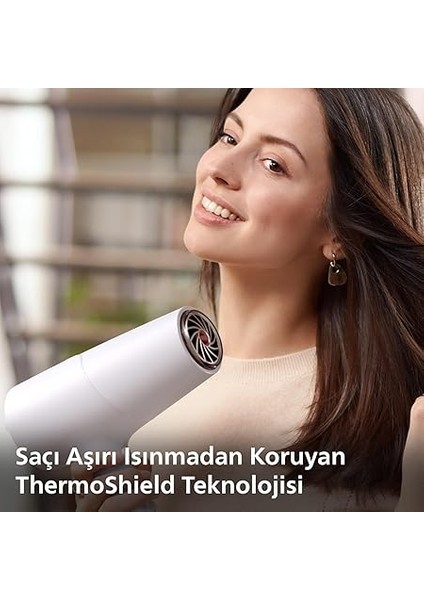Saç Kurutma Makinesi, Thermoshield Isı Koruma Teknolojisi, 2 Kat Iyonik Bakım, 6 Kademeli Hız ve Sıcaklık Ayarı, Soğuk Hava Üfleme, 2100W Güçlü Performans, Parlak Saçlar, BHD500/00 fiyatları