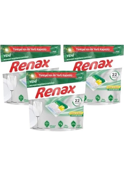 Renax Bulaşık Makinesi Kapsül Deterjanı 22 Kapsül modelleri