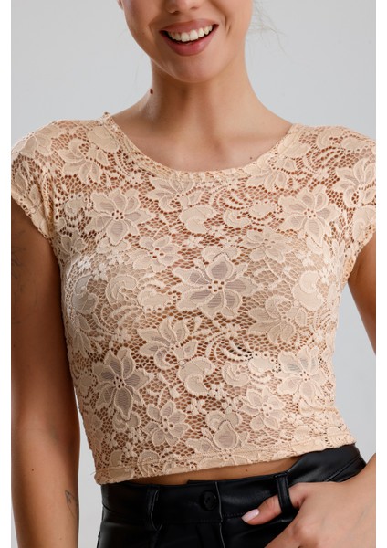 Dantel Uzun Kollu Crop Bluz | BUST36259 fırsatları