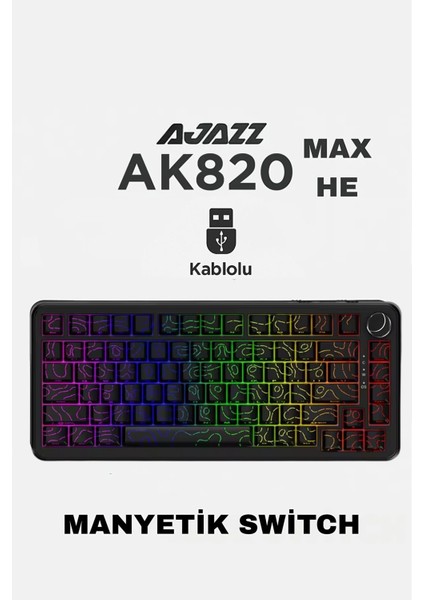 AK820 Max He Kablolu Mekanik Oyun Klavyesi, Rapid Trigger, Rgb Aydınlatma, Hall Effect