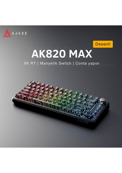 AK820 Max He Kablolu Mekanik Oyun Klavyesi, Rapid Trigger, Rgb Aydınlatma, Hall Effect