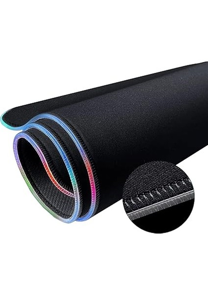 Raptor 80X30CM Mikrofiber Yüzey/kaydırmaz Kauçuk Zemin 360° Rgb Dikişli Xl Mousepad - Siyah modelleri