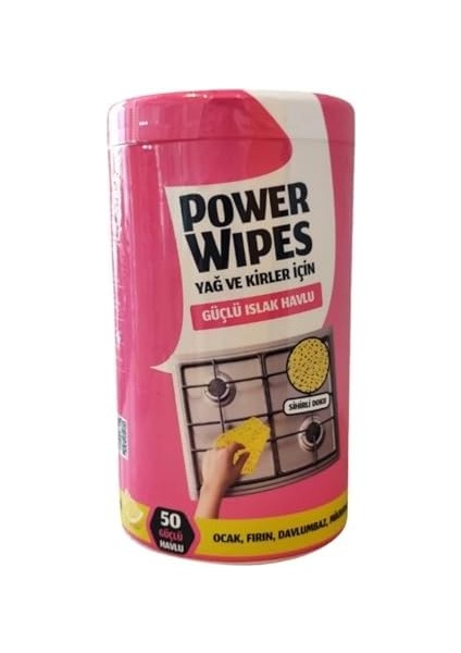 Power Wipes Yağ ve Kirler Için Güçlü Islak Havlu