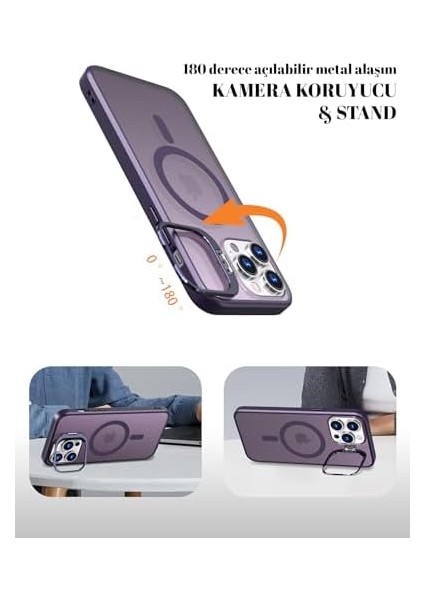14 Pro Uyumlu Metal Lens Koruma Çerçevesi/ Güçlü Bağımsız Buton Hoparlör Koruma Mat Şeffaf Telefon Kılıfı (Mor) modelleri