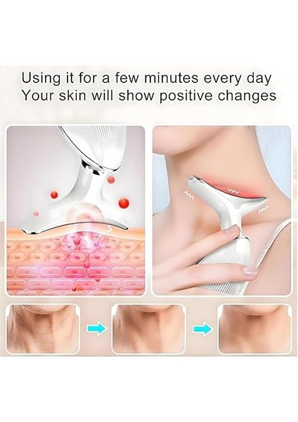 Yüz ve Boyun Kırışıklık Giderici Masaj Aleti - 3 Farklı Renk Modu, Titreşimli Cilt Sıkılaştırıcı, Boyun ve Gıdı Zayıflatıcı Etki, Kablosuz Cilt Güzelleştirme Cihazı, Beyaz fiyatları