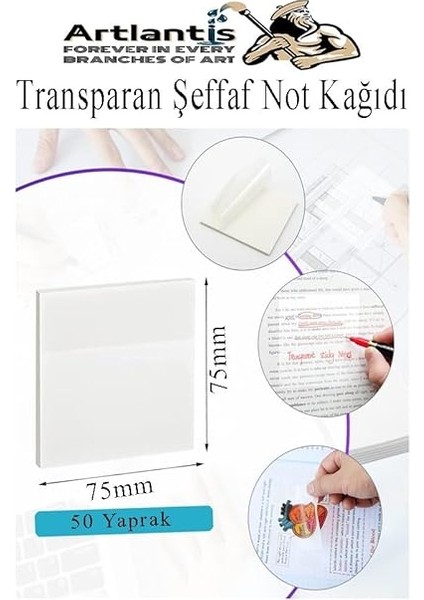 Şeffaf Not Kağıdı 50 Yaprak 1 Paket Kare Transparan Postit 75X75MM Yarı Saydam Işaretleyici Aydınger Not fiyatları
