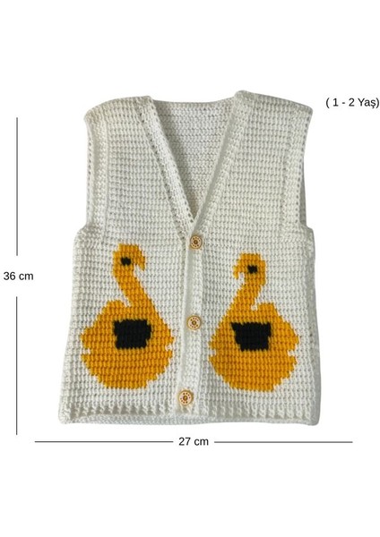 6408 El Örgüsü Kuğu Desenli Örgü Yelek - 1 - 2 Yaş fiyatları