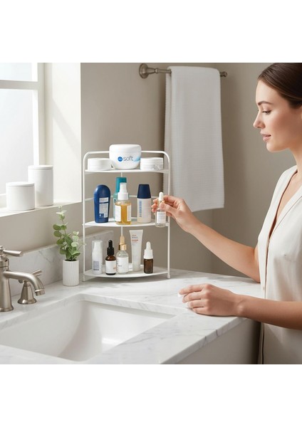 Banyo Mutfak Düzenleyici Organizer Köşe Rafı Beyaz - Ayarlanabilir 3 Raflı Baharatlık modelleri