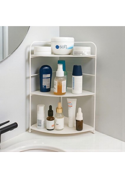Banyo Mutfak Düzenleyici Organizer Köşe Rafı Beyaz - Ayarlanabilir 3 Raflı Baharatlık fırsatları