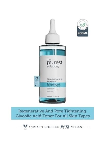 The Purest Solutions, Canlandırıcı ve Gözenek Sıkılaştırıcı Tüm Ciltler Için Glikolik Asit Tonik 200 ml fiyatları