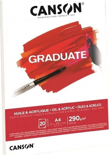 Graduate - C400110379 Yağlı ve Akrilik Kağıt Bloğu, Dın A5, 20 Yaprak, 290 G/m²