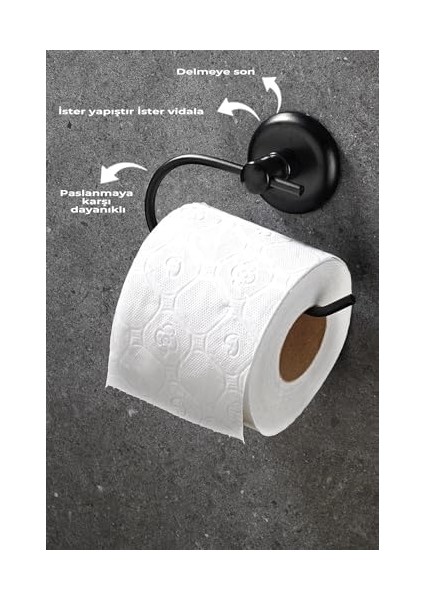 Haus Yapışkanlı Tuvalet Kağıtlığı Wc Kağıtlık Tuvalet Kağıdı Askısı Siyah modelleri