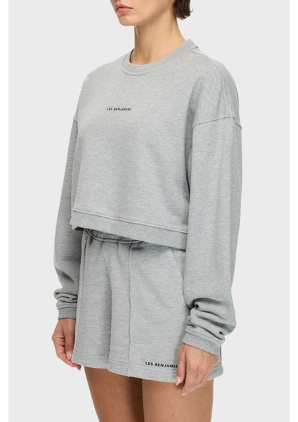 Logolu Pamuklu Regular Fit Bisiklet Yaka Sweat Bayan Sweat Lbnooscorfusw