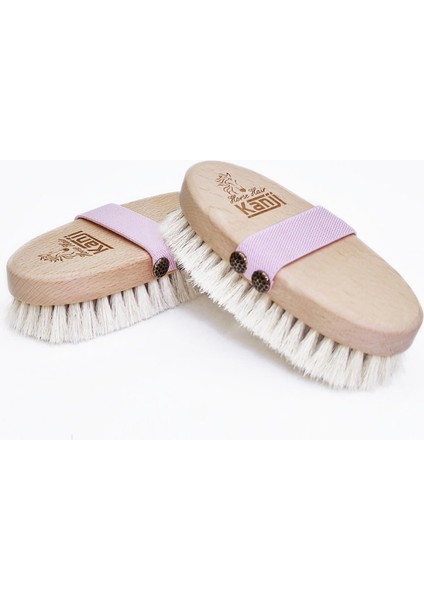 %100 Doğal At Kılı Masaj ve Kuru Fırçalama Için Pembe Kemerli Vücut Peeling Selülit Fırçası