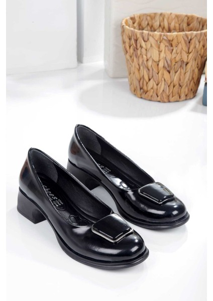 Kadın Topuklu Desenli Kare Tokalı Babet fiyatları