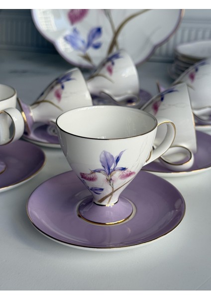 Türk Kahve Fincanı Veronica Iris 6 Kişilik 12 Parça modelleri
