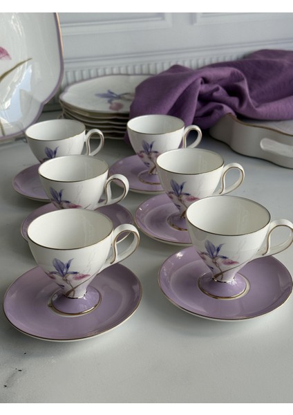 Türk Kahve Fincanı Veronica Iris 6 Kişilik 12 Parça fırsatları