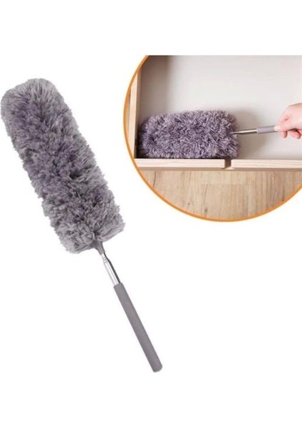 cm Teleskopik Uzatılabilir Mikrofiber Yumuşak Başlıklı Gri Toz Alma Fırçası Toz Püskülü
