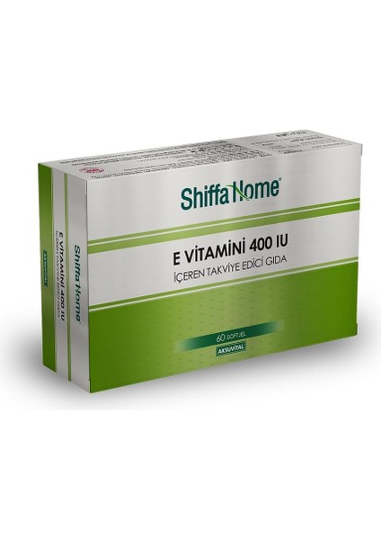Shiffa Home E Vitamini 400 Iu 700 Mg – 60 Softjel | Güçlü Antioksidan Koruma | Alfa-Tokoferol Formu | Hücre Sağlığı ve Bağışıklık Desteği fiyatları