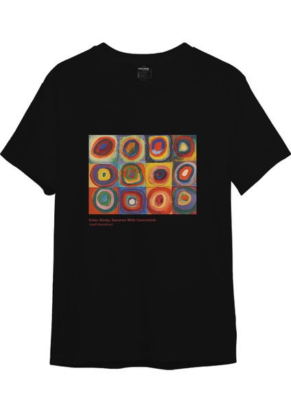 Color Study, Squares With Concentric Circles Tişört - Siyah