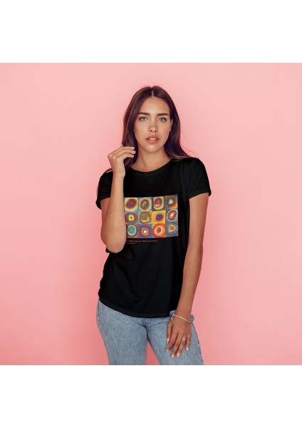 Color Study, Squares With Concentric Circles Tişört - Siyah fiyatları