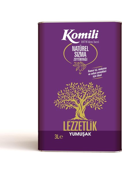 Komili Lezzetlik Yumuşak Natürel Sızma Zeytinyağı 3 Lt