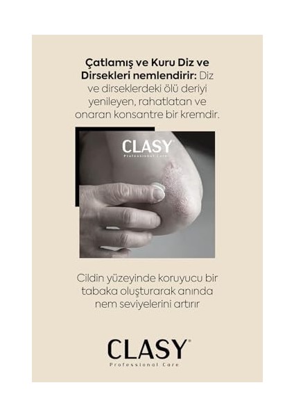 Clasycare Dirsek ve Diz Çatlak Onarıcı Krem – Yoğun Nemlendirici & Ölü Deri Temizleyici – Hindistan Cevizi Yağı & Seramid ile Kuru, Sert, Koyu Renkli Cilt Onarımı – Tüm Cilt Tipleri, 100 ml modelleri