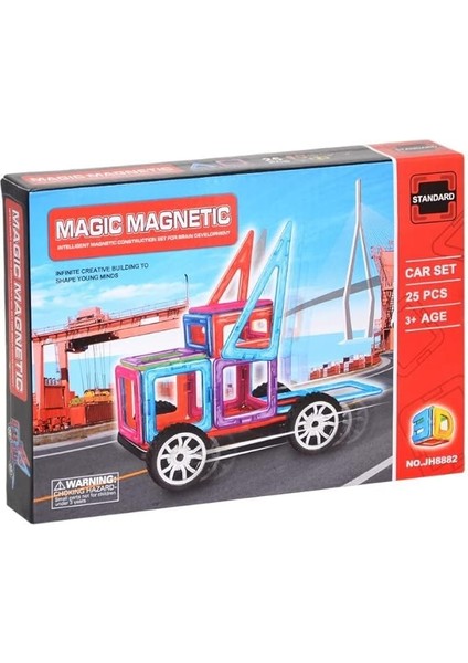 Magic Magnetic Manyetik Set 25 Parça Araba Tekerli KZL-JH8882