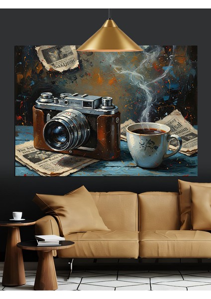 Kamera ve Kahve Anları Dekoratif Kanvas - Mdf Ahşap Tablo fiyatları