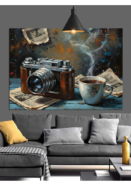 Kamera ve Kahve Anları Dekoratif Kanvas - Mdf Ahşap Tablo modelleri