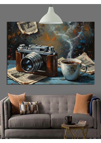 Kamera ve Kahve Anları Dekoratif Kanvas - Mdf Ahşap Tablo fırsatları
