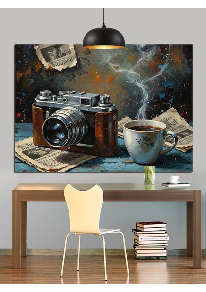 Kamera ve Kahve Anları Dekoratif Kanvas - Mdf Ahşap Tablo indirimleri