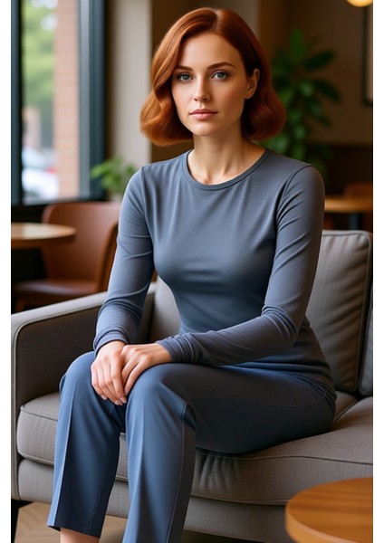 Kadın Viskon Çizgili Fitted Uzun Kollu Basic Bluz Cool & Comfort Persona Ile Günlük fiyatları