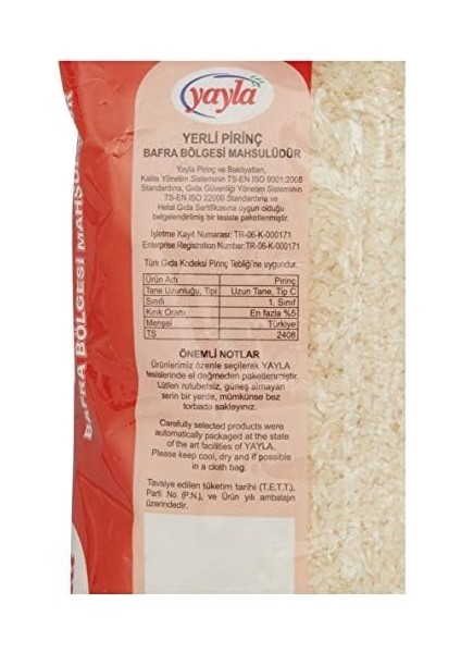 Yayla Bafra Pirinç (2 Kg) modelleri