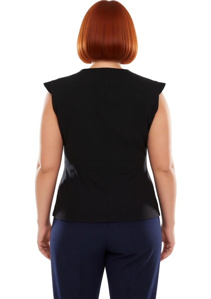 Kadın V Yaka Kruvaze Detaylı Kolsuz Pamuk Bluz Kaliteli Şık Rahat Modern Zarif Günlük fırsatları