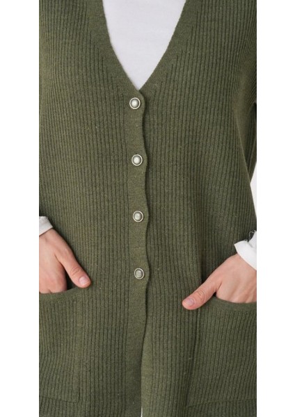 Kadın Anne Büyük Beden Fitilli Yün Triko Yelek